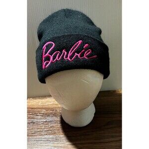 Forever 21 Barbie Beanie Hat Black Hot Pink Logo Beanie One Size Adult